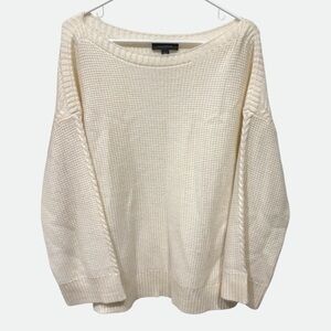 Ann Taylor Cream Knit Crew Neck Sweater Size L